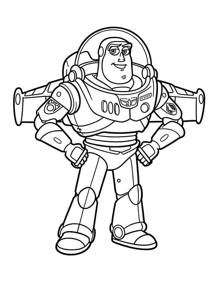 Buzz Lightyear bersandar pada tangannya