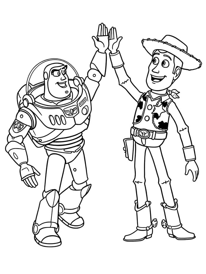Buzz Lightyear dan Woody bertepuk tangan
