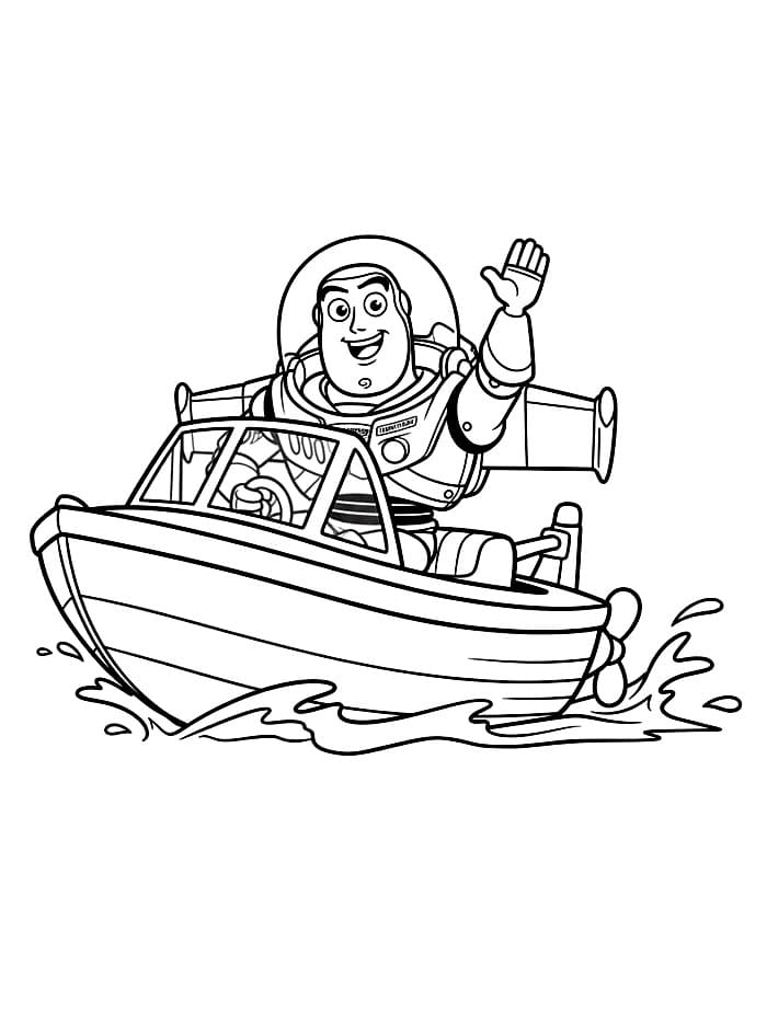 Buzz Lightyear di atas perahu