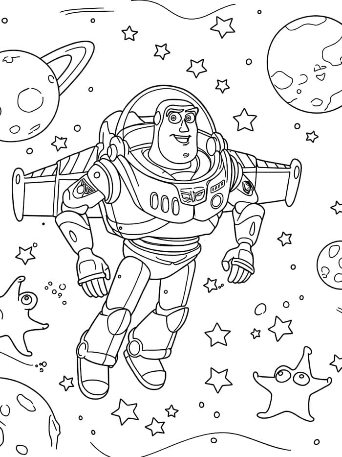 Buzz Lightyear melakukan perjalanan