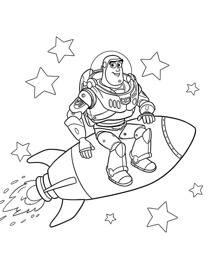 Buzz Lightyear menaiki roket
