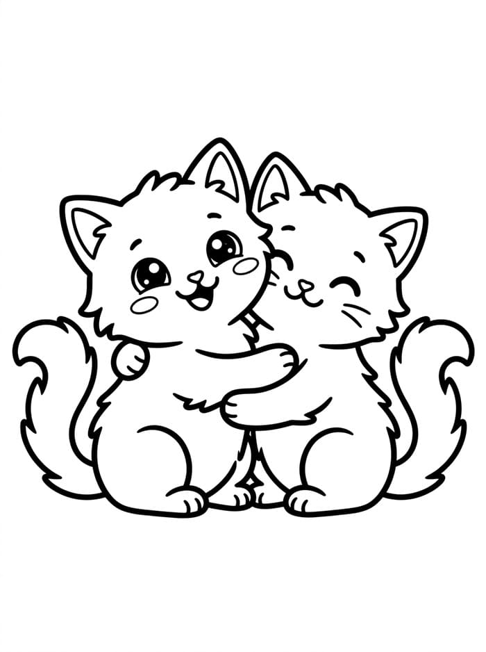 Dua Anak Kucing Berpelukan