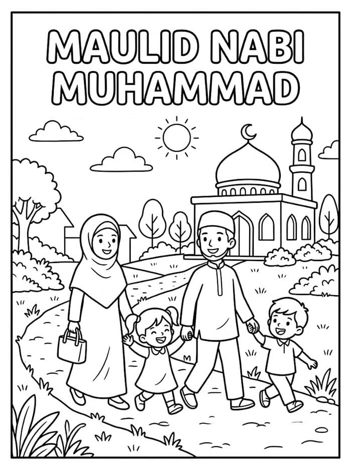 Maulid Nabi Muhammad Berjalan ke Masjid