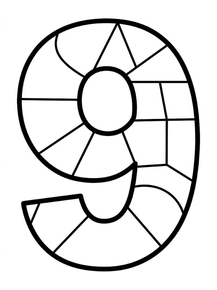 Number 9 with Mosaic Pattern