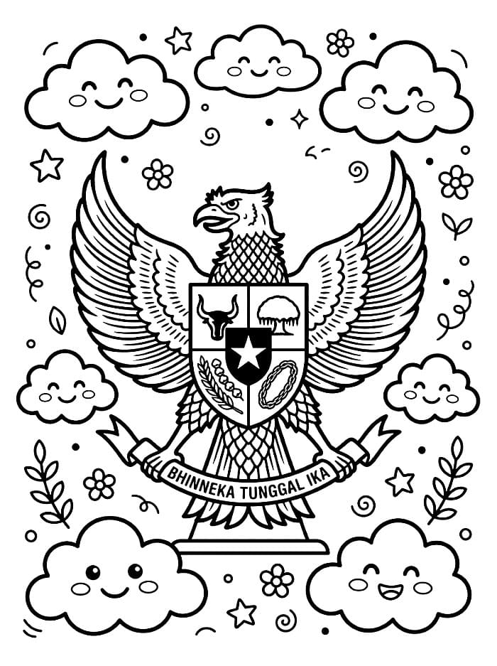Pancasila dengan awan