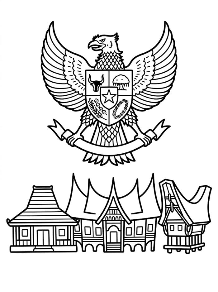 Pancasila dengan Rumah Tradisional Indonesia
