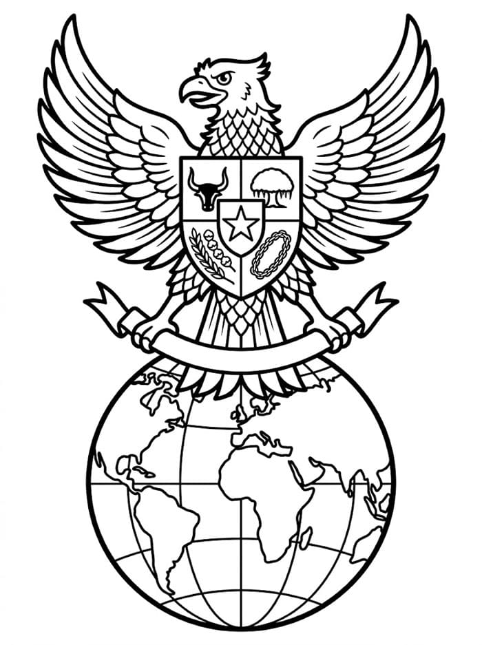 Pancasila Garuda di atas Bola Dunia