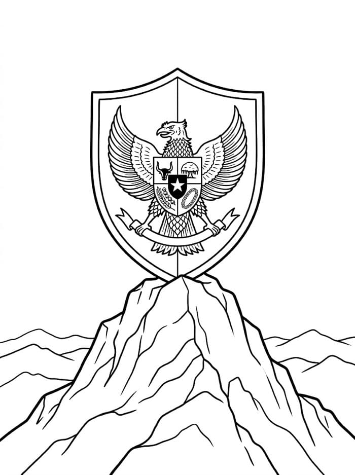 Perisai Pancasila di Puncak Gunung
