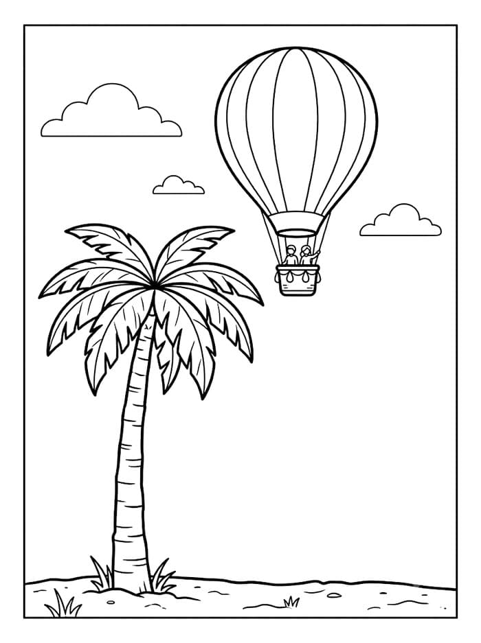 Pohon Palem dan Balon Udara Panas