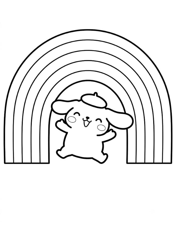 Pompompurin dengan pelangi