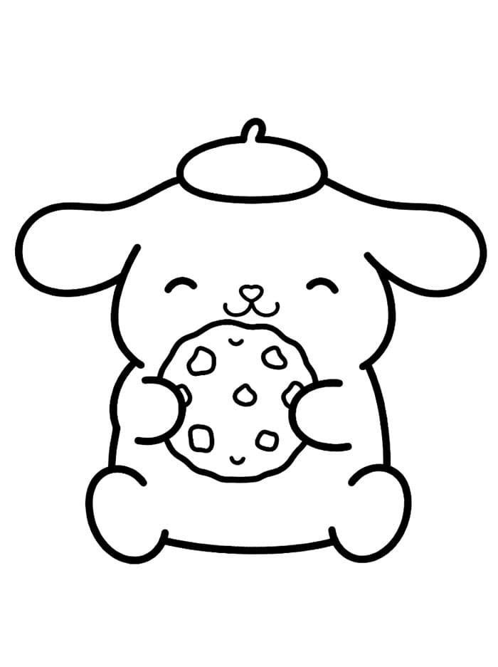 Pompompurin makan kue