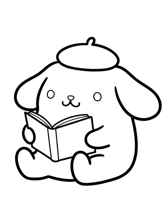Pompompurin membaca buku