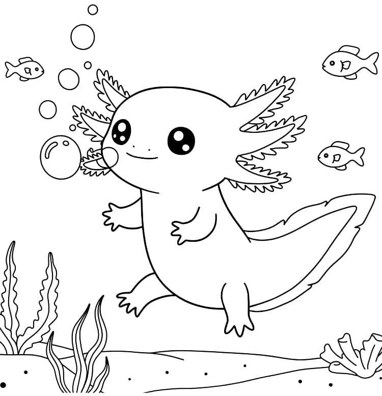 Seekor axolotl sedang berenang