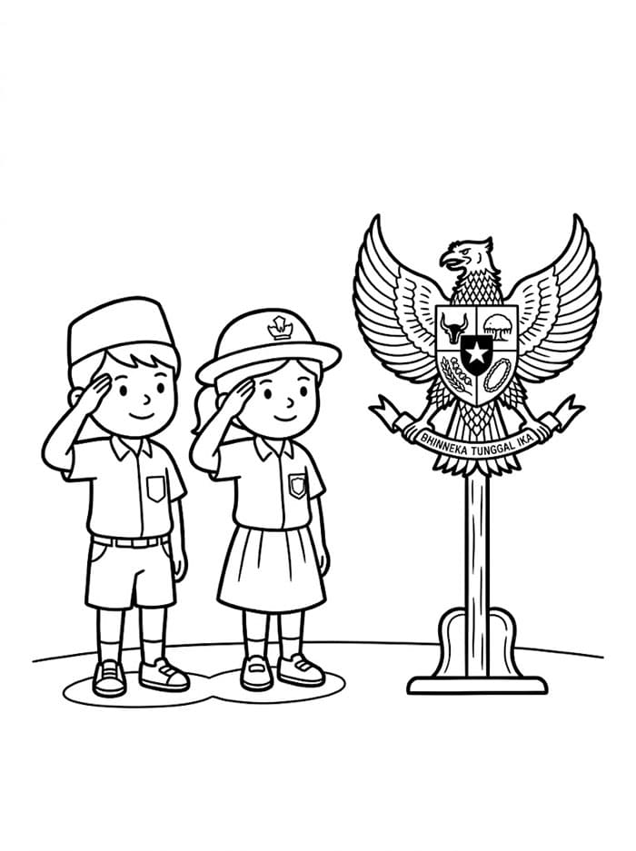 Students Saluting Garuda Pancasila