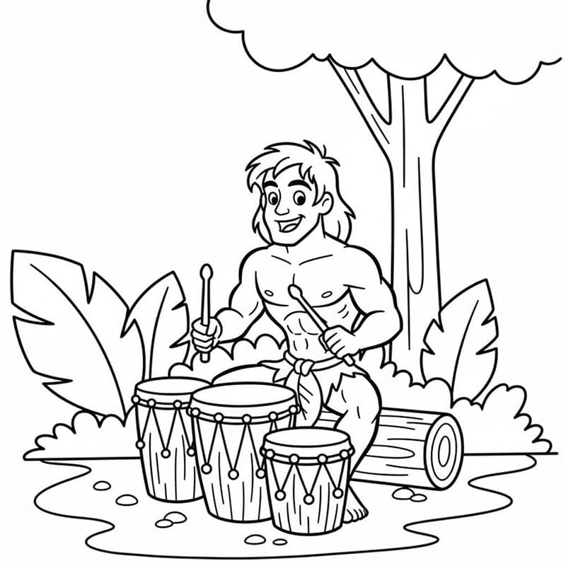 Tarzan memainkan drum