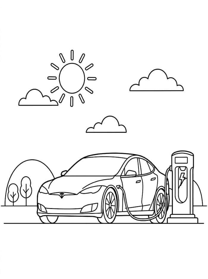 Tesla di stasiun pengisian daya