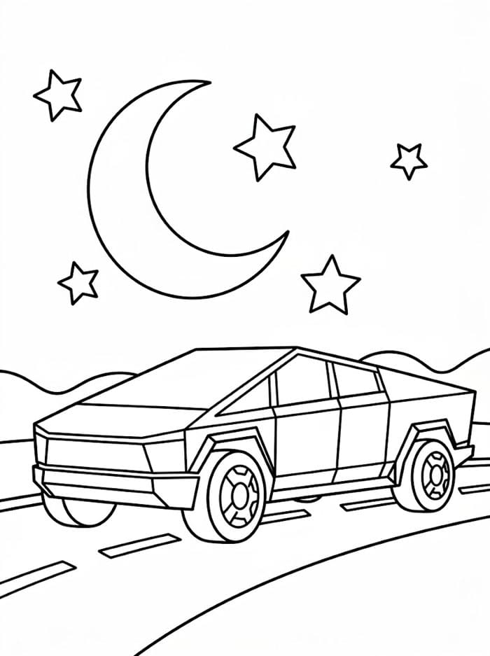 Tesla mengemudi di malam hari