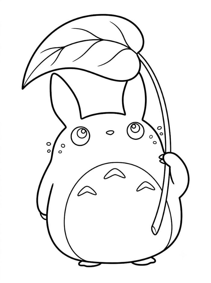 Totoro memegang daun
