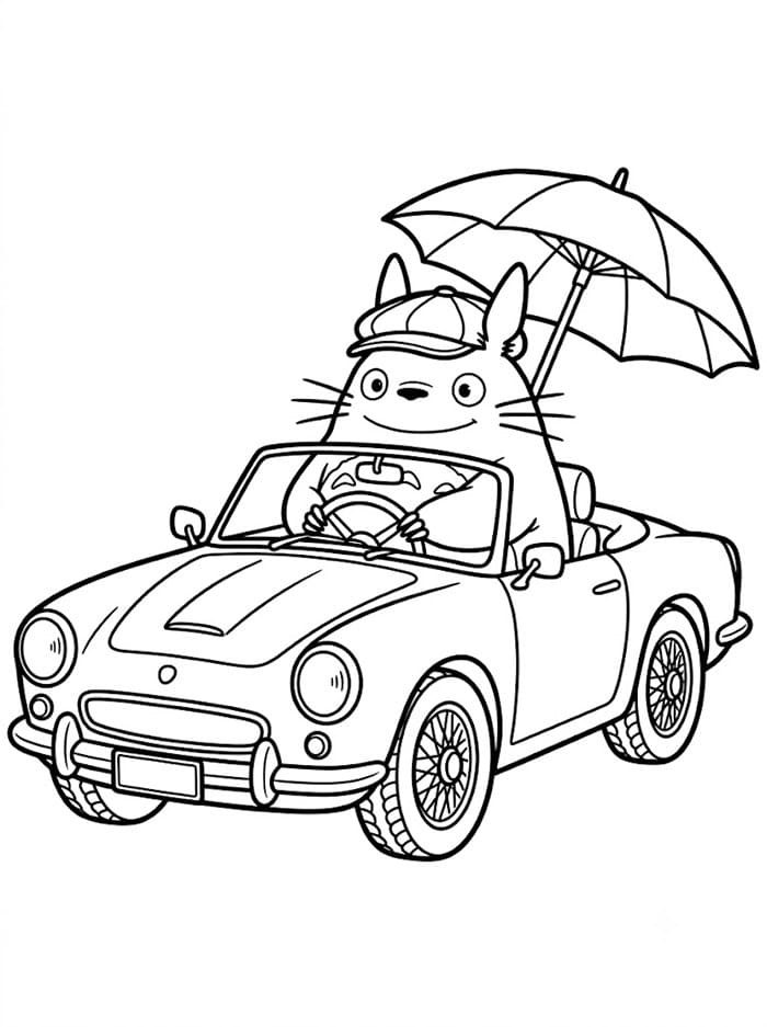 Totoro mengendarai mobil
