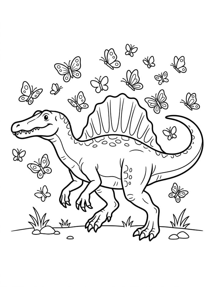 Spinosaurus dengan Kupu-kupu