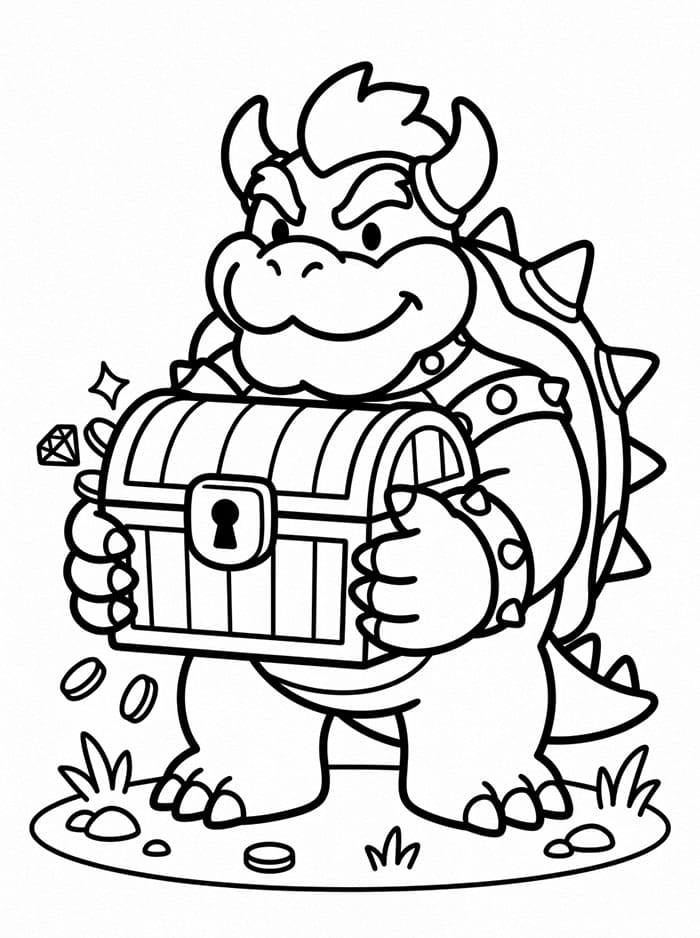 Bowser Memegang Peti Harta Karun