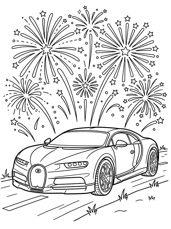 Bugatti dengan Kembang Api