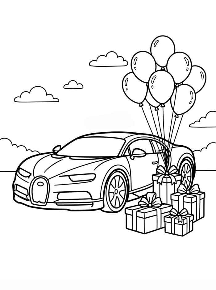 Bugatti dengan Kotak Hadiah