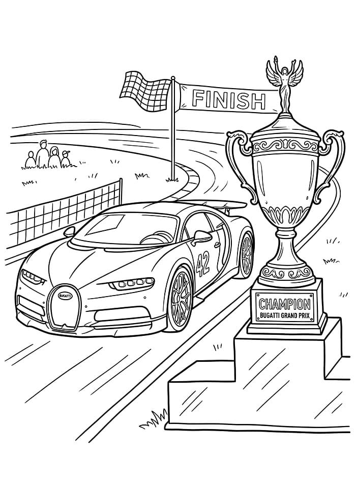 Bugatti dengan Trofi Balap