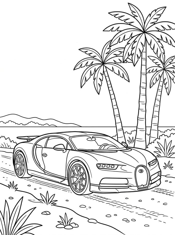Bugatti di Samping Pohon Palem