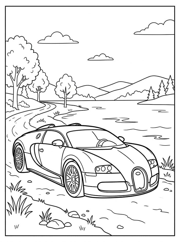 Bugatti Diparkir di Tepi Danau