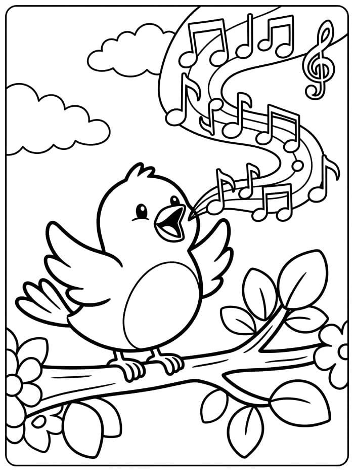 Burung dengan Catatan Musik