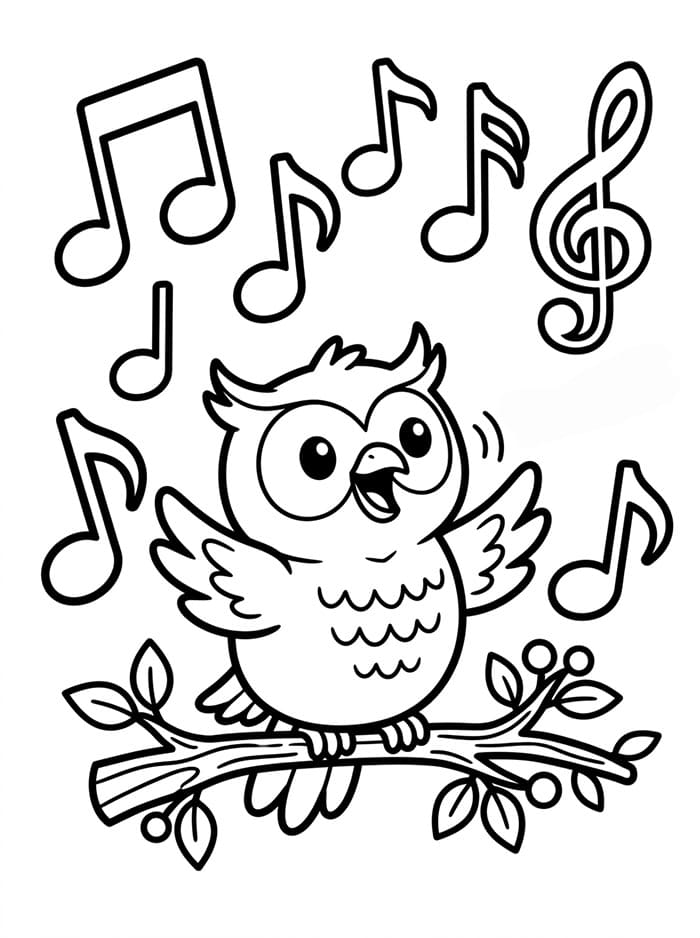 Burung Hantu dengan Catatan Musik