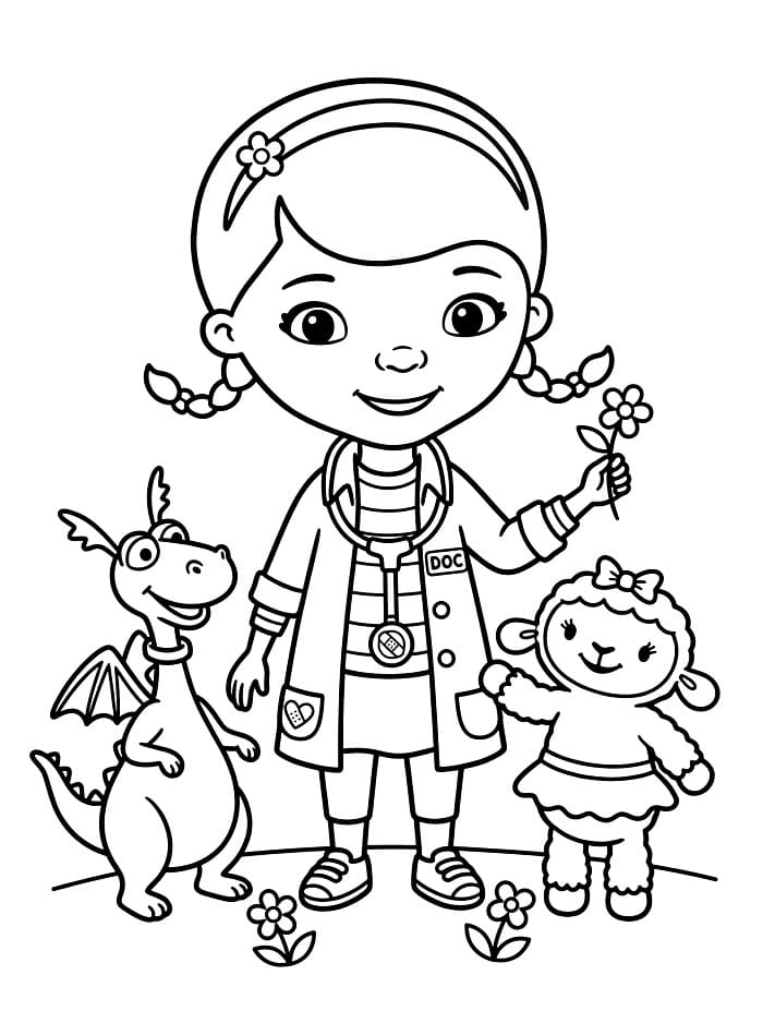 Doc McStuffins bersama Lambie dan Stuffy