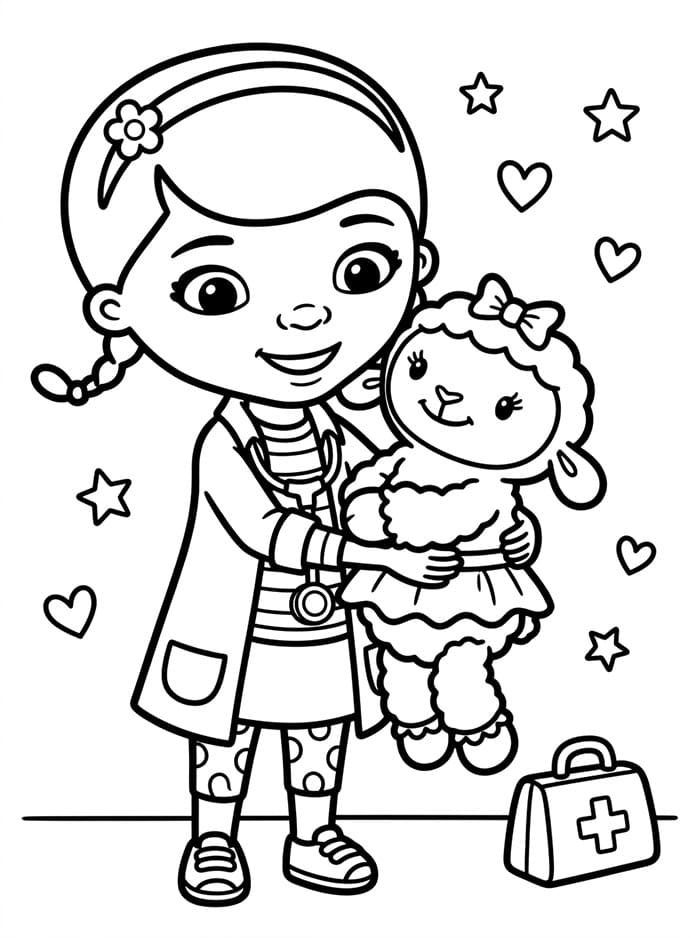Gambar Doc McStuffins Memeluk Lambie