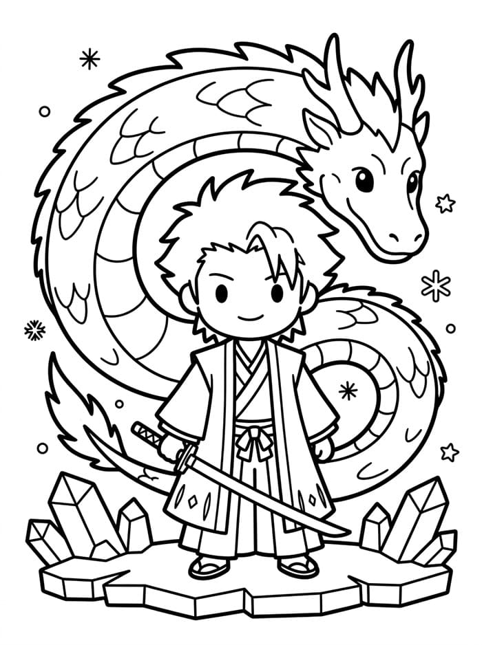 Hitsugaya dengan Naga Es