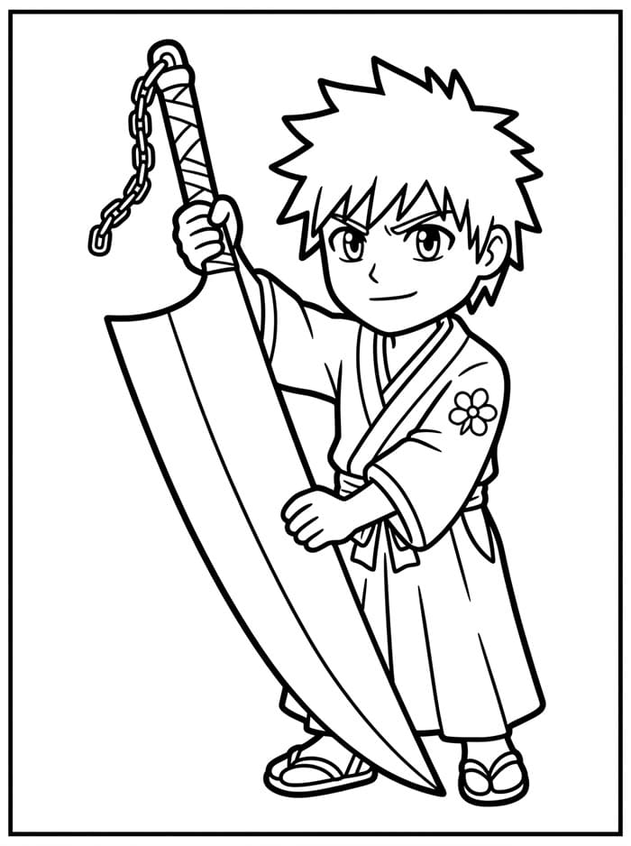 Ichigo Memegang Zangetsu Berukuran Besar
