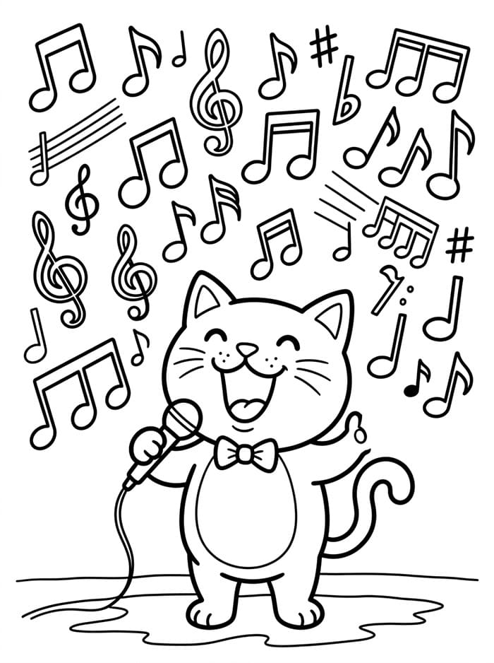 Kucing dengan Catatan Musik
