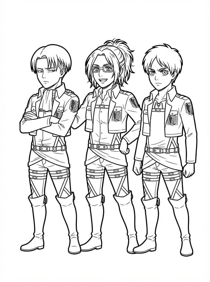 Levi, Hange dan Eren