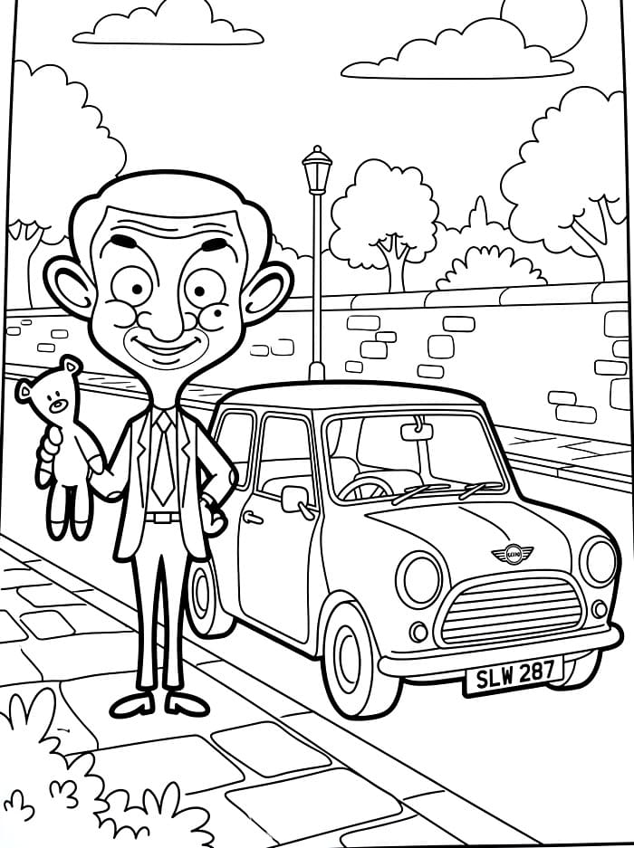 Mr. Bean di Samping Mobil Mininya