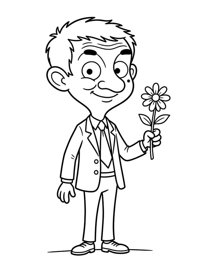 Mr. Bean Memegang Bunga