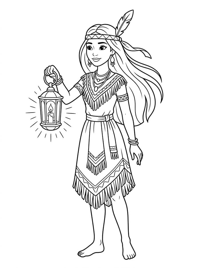 Pocahontas Memegang Lentera