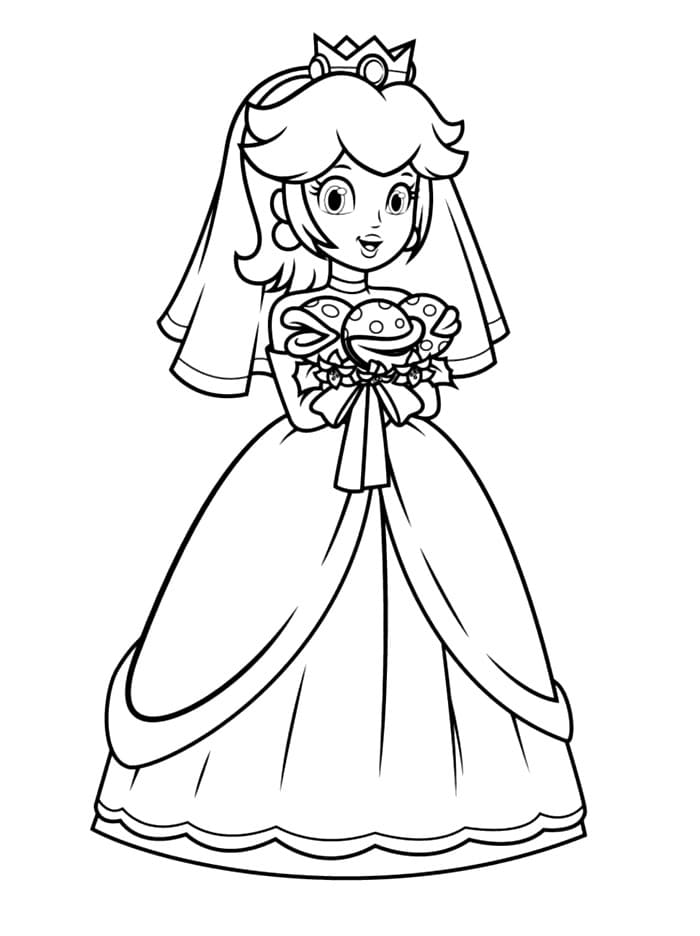 Putri Peach dalam gaun pengantin