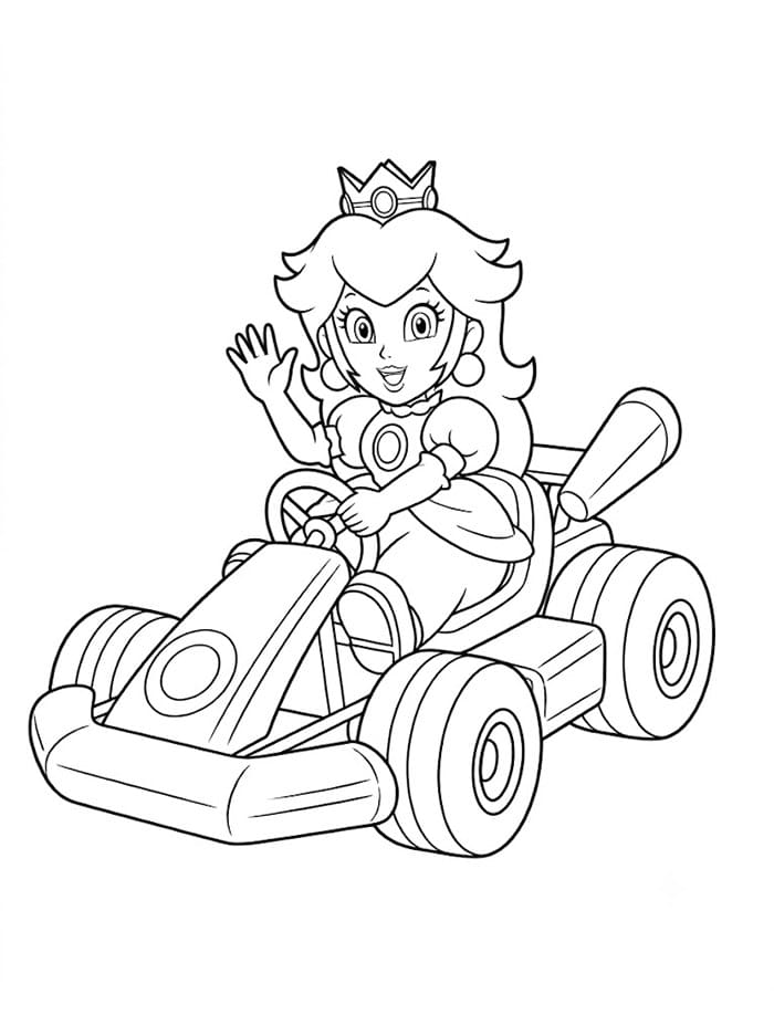 Putri Peach mengendarai go-kart
