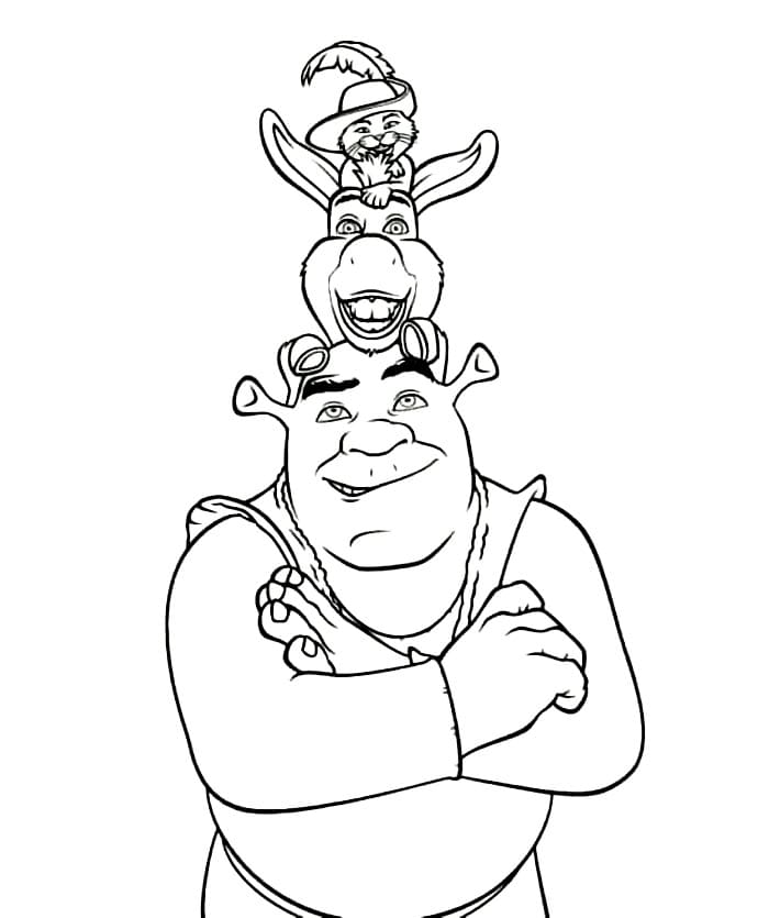 Shrek Bersama Keledai dan Kucing