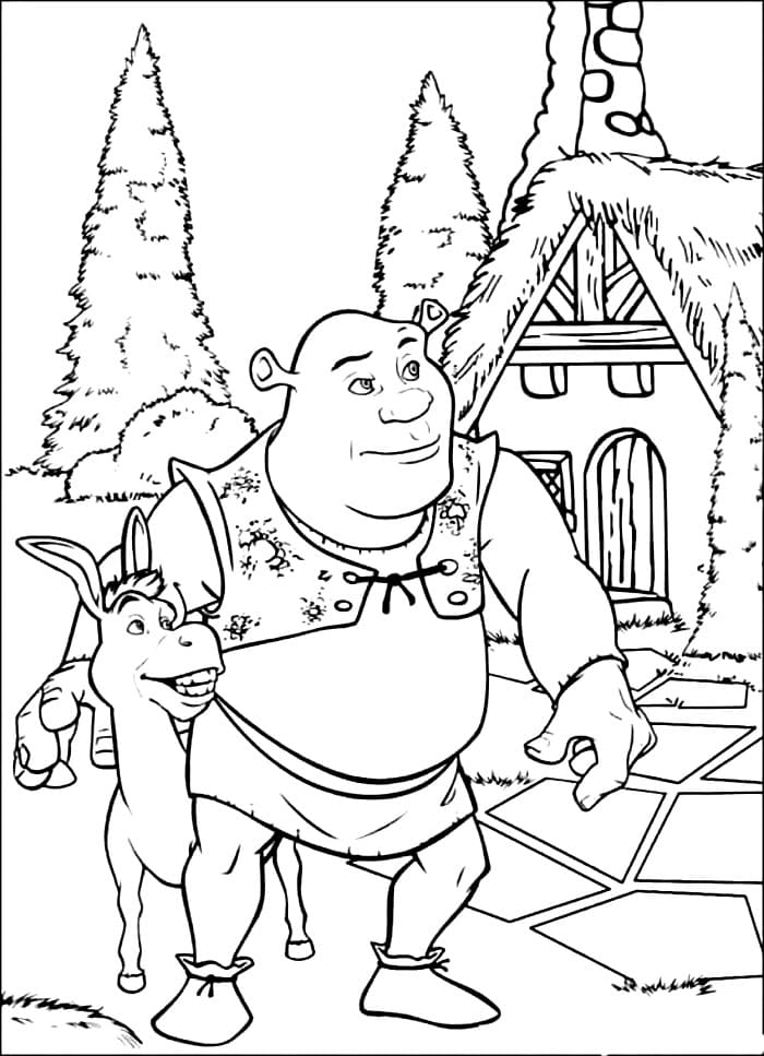 Shrek Bersama Keledai dan Rumah