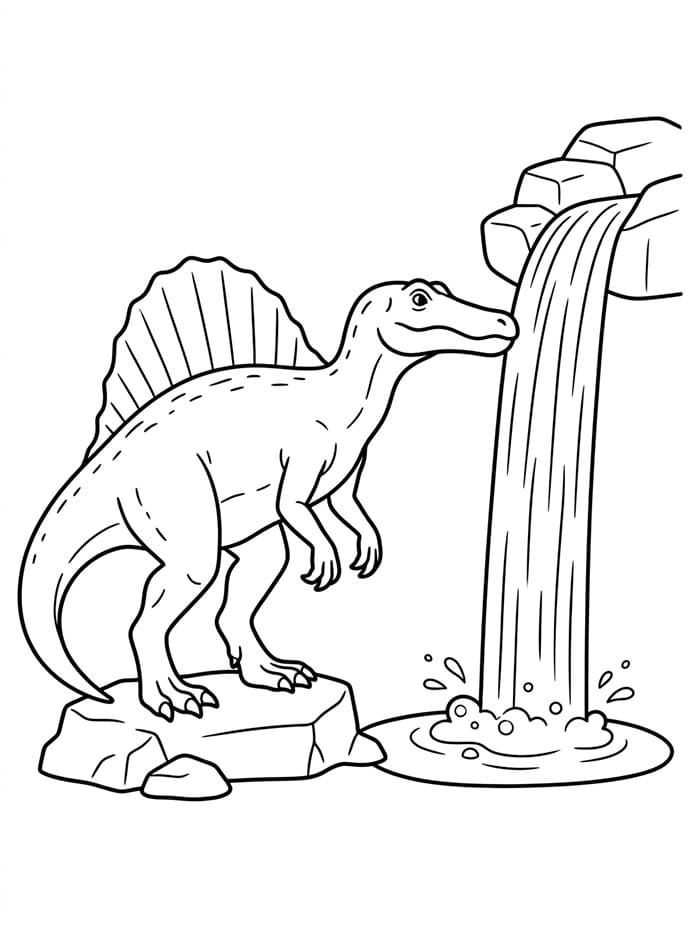 Spinosaurus di dekat Air Terjun