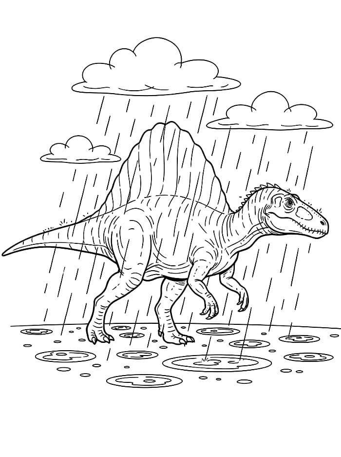 Spinosaurus di tengah hujan