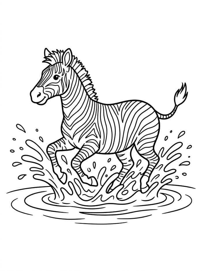 Zebra bermain air