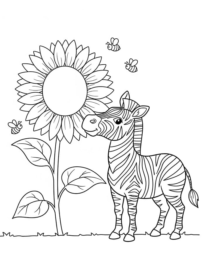 Zebra dan bunga matahari