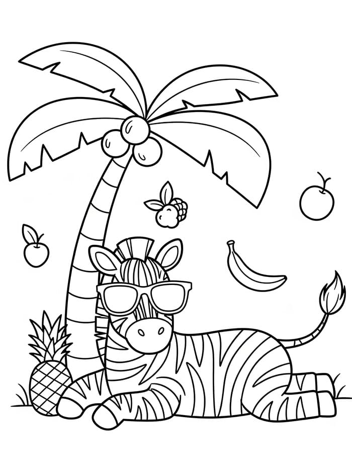 Zebra dan pohon palem